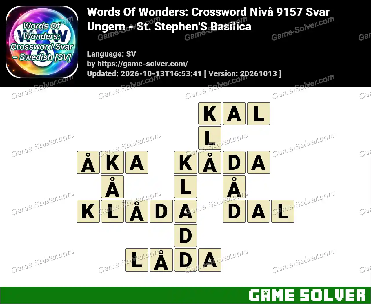 Words Of Wonders: Crossword Nivå 9157 Svar – Ungern – St. Stephen’S Basilica